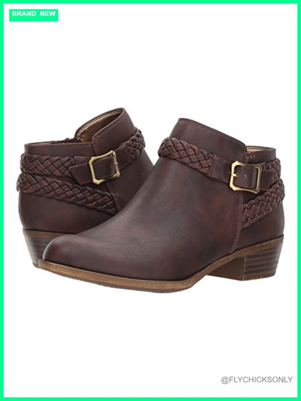 Ankle Bootie Stacked Heel Faux Leather Almond Toe Casual Boot